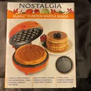 Nostalgia MyMini Pumpkin Waffle Maker 5" Non-Stick Surface Factory Sealed