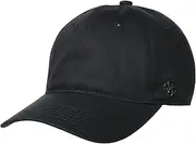 [GUESS] CTTN Twill DEEP Ball Cap W/Quattro G PVC Men's BLK, Black, One Size
