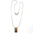 925 Solid Sterling Silver Multicolor Baltic Amber Beautiful Chain Necklace 18 in