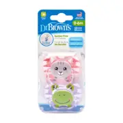 Dr Brown's Prevent Stage 1 Pacifier Dummy 0-6 months 2 Pack (Pink & Blue)