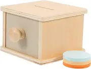 SOPOTUTU Wooden Coin Box for Boys and Girls Educational Learning Toy for 1-3 Year Olds Sorting Fun