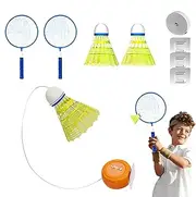 Rebound Badminton - Badminton Racket Swing Trainer | Adjustable Rebound Shuttlecock Practice Single Racket Swing Kit Agility Training for Kids Adult