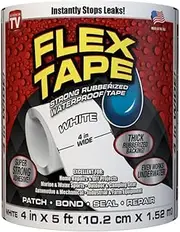 Flex Tape, Original Thick Flexible Rubberized Waterproof Tape - Seal and Patch Leaks, Works Underwater, Indoor Outdoor - Home RV Roof Plumbing and Pool Repairs, White, 10.2cm x 1.52m