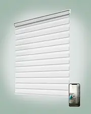Yoolax Motorized Zebra Blinds, Remote Zebra Shades for Indoor Windows, Motorized Shades with Remote Light Control Horizontal Window Blinds (80% Shading White, 26" x 72")