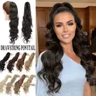 US Drawstring Long Thick Curly Ponytail Clip In Hair Extensions Natural as Human