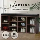 10 Compartments Shoe Cabinet PU leather bench Shoes Organiser Shelf Cupboard