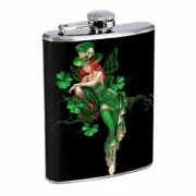 Irish Pin Up Girls D6 Flask 8oz Stainless Steel Hip Drinking Whiskey