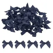 50Pcs Mini Ribbon Bow Mini Fabric Satin Ribbon Flower Bows Navy Blue