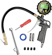 Digital Tyre Inflator Pressure Gauge UK, ATsafepro Heavy Duty Tyre Inflator Air Tool 200 PSI with Rubber Hose and Quick Connect Coupler Air Chuck Compressor Accessories