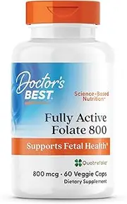 Doctor's Best Fully Active Folate with QuatreFolic, Non-GMO, Vegan, Gluten Free, 800 mcg, 60 Veggie Caps
