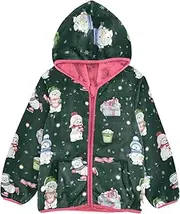 [GuoChe] Fleece Jacket Toddler Boy Cute Snowmen Funny Christmas Dark Green New Year Toddler Boy Jacket pink Toddler Fleece Zip