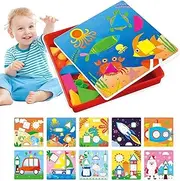 Button Art Toys | Cartoon Mosaic Color Sorting Toy - Hand-Eye Coordination Developmental Toys, Mushroom Nails Pegboard for Home Nursery
