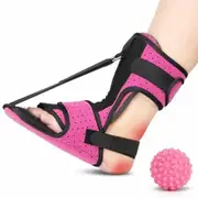 Plantar Fasciitis Night Splint with Massage Ball for Plantar Fasciitis Relief, Comfortable Plantar Fasciitis Brace for Achilles Tendonitis Heal Spur Foot,Pink