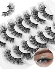 Natural Lashes, Lashes Natural Look,3D Faux Mink Eyelashes 7 Pairs Cat Eye Fake Lashes Pack X23 Sexy Wispy False Eyelashes