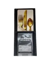 Better Homes And Garden Faux Vegan Leather Black Flatware Holder Silverware