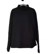 topman mens turtle neck top jet black long sleeve stretch jersey size large new