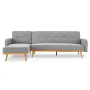 3 Seater Sarantino M2570 Linen Fabric Sofa Bed Lounge Couch Modular Furniture Light Grey