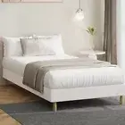 Oikiture Bed Frame King Single Size Bed Base White Boucle