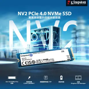 金士頓 Kingston NV2 250G 500G 1TB 2TB NVMe PCIe 4.0 SSD 固態硬碟