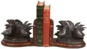 Bookends Bookend MOUNTAIN Lodge 2 Quail Birds Chocolate Brown Resin Hand-Cast