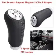 For Renault Clio III 2005-2009 PU Leather 5 Speed Gear Knob Stick Lever Shift