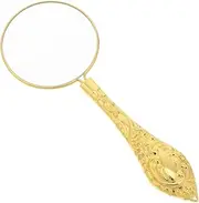 SOLUSTRE Embossed Handle Magnifying Glass Magnifier Eye Glasses Magnifying Glasses Magnifying Mirror Engraved Metal Buttons Handheld Magnifying Glass Tool Metal Handle Craftsman Iron Golden