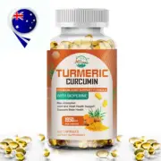 120 TURMERIC BLACK PEPPER CAPSULES CURCUMINOIDS 95% BIOPERINE STRONGEST TUMERIC
