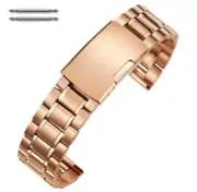 Rose Gold Steel Metal Bracelet Replacement Watch Band Strap Push Button #5018