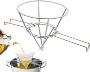 Fryer Filter Stand | Deep Fryer Oil Filter Holder With Foldable Arms | Stainless Steel Strainer Bracket For Cooking Filtration