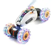 Catzon RC Stunt Car 2.4GHz Remote Control Gesture Sensor Toy Cars 360 Rotation with Cool Lights Spray Music Grey