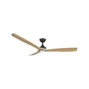 Threesixty 152cm Black Motor Natural Spitfire DC 3 Blade With Light Ceiling Fan