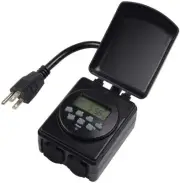 BN-LINK 7 Day Outdoor Heavy Duty Digital Programmable Timer, Dual Outlet