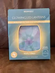 Glowing LED Lanterns With Floating Flameless LED Candles pastel florals 4pk