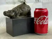 Animal Statue - Happy Hippo - Bronze / Marble Sleeping Hippopotamus