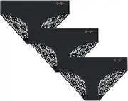 [Jessica Simpson] Women's Underwear - Seamless Hipster Briefs (3 Pack), Size Small, Black