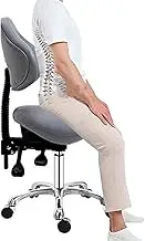 Hydraulic Gas Lift Saddle Chair with Tilt Back Support, Ergonomic Rolling Stool Comfort Salon Seat, Heavy Duty Saddle Stool for Dental Beauty Massage