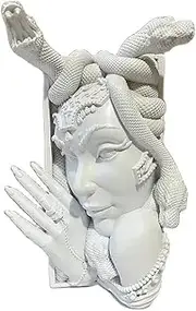 Elqater Decorative Bookends, Snake Women Face Book Ends Heavy Duty Book Stopper for Home Office Desk, Vintage Shelf Decor