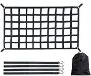 MCMATUTKEQ Car Heavy Duty Cargo Net Stretchable Universal Auto Trunk Rooftop Cargo Net Mesh Organizer Storage Mesh Covers Luggage Nets(Large)