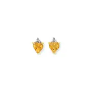 14k Yellow Gold u0026 Rhodium Marquise Heart Citrine u0026 Real Diamond Post Earrings