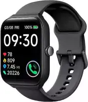 Smart Watch Alexa Built-in Make/Answer Calls Waterproof HR Tracker iPhones Black