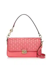 MICHAEL KORS Bradshaw woven leather women's crossbody shoulder bag -TEA ROSE