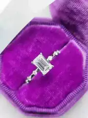 2.00 Ct Emerald-Cut Moissanite Solitaire Engagement Ring 14K White Gold Plated
