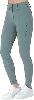 [Royal Horsemen] Jodhpurs - Silicone Full Seat - Women & Girls - with Mobile Phone Pockets & Belt Loops - High Waist, Shaping Effect Size XXS-XL, Lagoon Green, Medium Slim