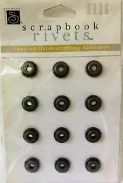 Chatterbox Scrapbook Rivets package of 12 Antique Brass Round Snap-on Fasteners