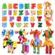26 Gudi English Letter Alphabet Transformation Robot Dinosaur Deformation Animal Action Figures Learn A-z Building Block Toys