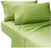 Luxury Linen Bed Sheets Set Sage Green Solid Premium Quality, 6 PCs Twin Bed Sheet Set 100-Percent Cotton, 21 Inches Deep Pocket