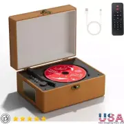 Rechargeable Music Box Bluetooth CD Player Wireless AUX USB Remote Control Brown
