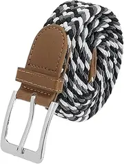[Elerevyo] Unisex Braided Stretch Belts, Multicolored Elastic Woven Golf Jean Belt Waistband for Men and Women Style-2 105x2.8cm/41.3x1.1"(LxW)