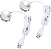 Mini Spot Lights, 2PCS Small LED Downlights USB Ceiling Spotlights Indoor Wall Light with 4.2ft Cable for Cabinet Wardrobe Bookshelf Artwork Display, 5V 1W Silver (Warm Light)