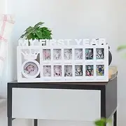 My First Year Photo Frame Newborn Baby Picture Frame Baby Keepsake Picture Frame Newborn Keepsake Frames Monthly Milestone Desktop Picture Frame for Photo Memories Mothers Day Gift -White